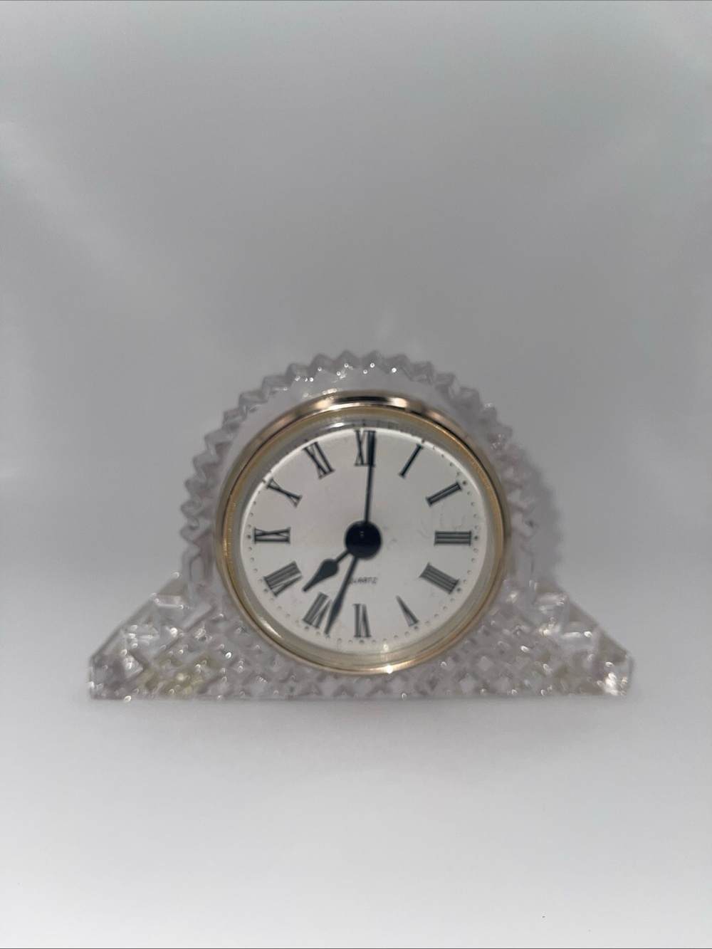 Teleflora Gift 24% Lead Crystal Desk Clock 4.5”x3”x1 New Battery Made in Taiwan